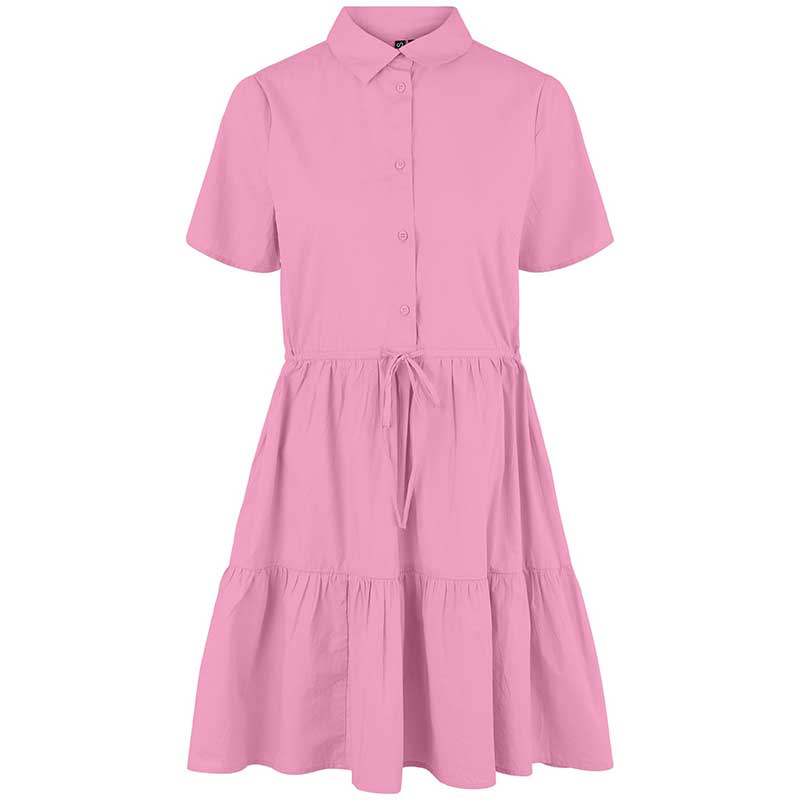 PIECES PCVALDINE SS SHIRT DRESS PINK - J BY J Fashion