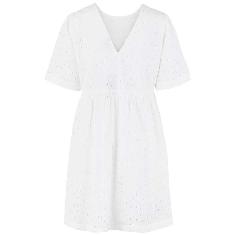 PIECES PCVIBSE 2/4 V-NECK DRESS HVID