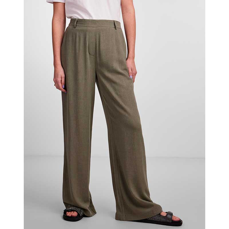 PIECES PCVINSTY HW LINEN WIDE PANTS ARMY