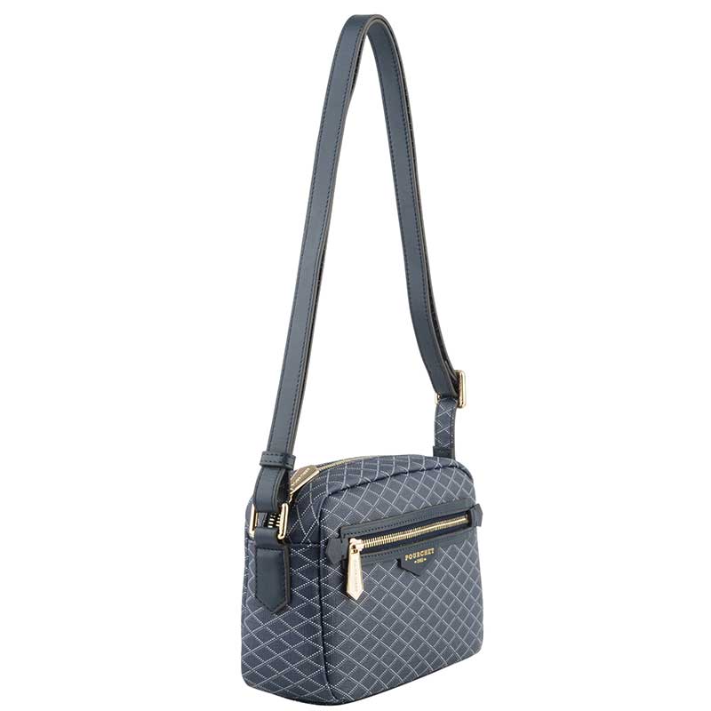 POURCHET PARIS 89040 COATED CANVAS BAG NAVY-fra-POURCHET PARIS-hos-J BY J Fashion