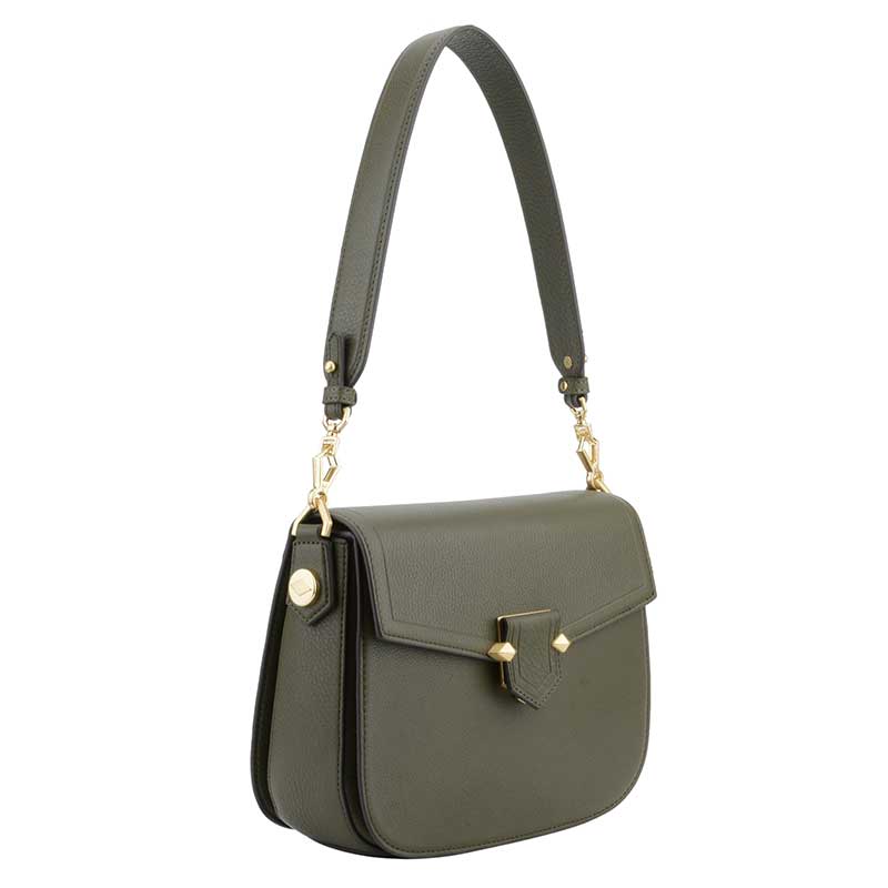 POURCHET PARIS SÉVRES LARGE FLAP BAG ARMY