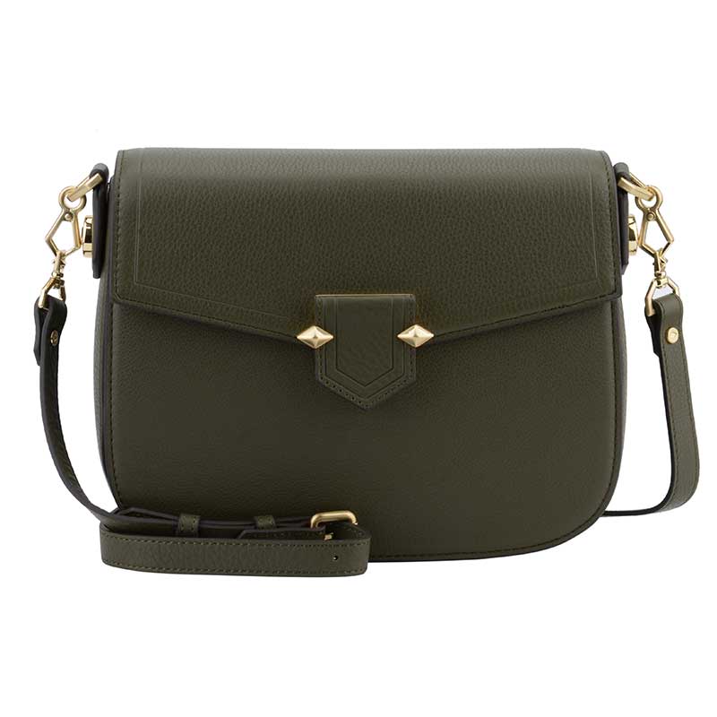 POURCHET PARIS SÉVRES LARGE FLAP BAG ARMY