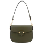 POURCHET PARIS SÉVRES LARGE FLAP BAG ARMY