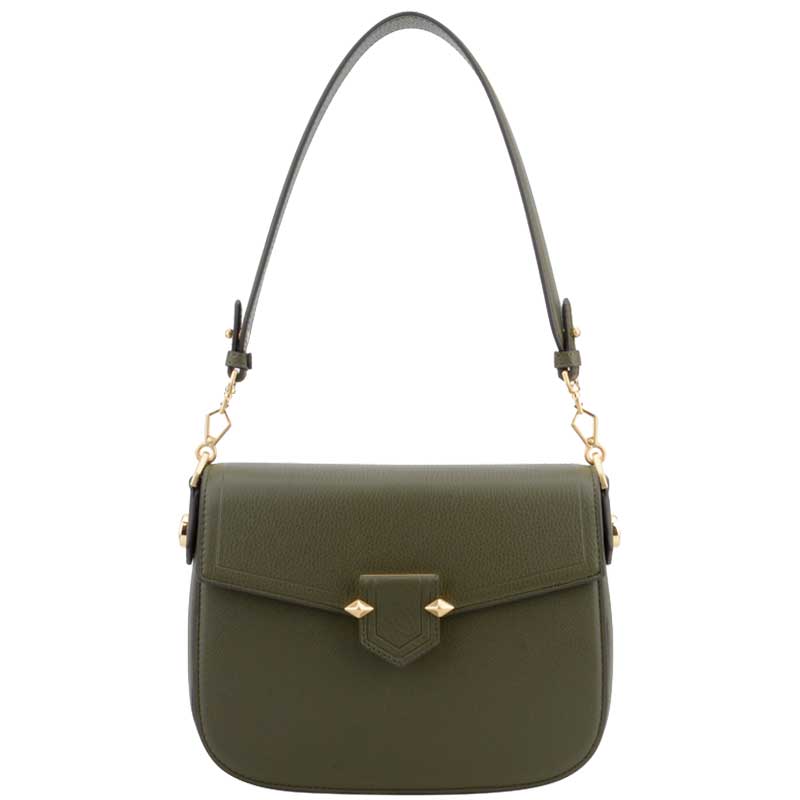 POURCHET PARIS SÉVRES LARGE FLAP BAG ARMY