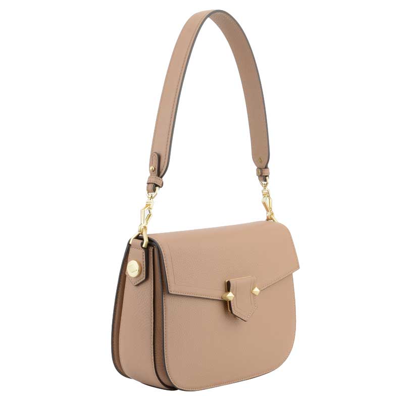 POURCHET PARIS SÉVRES LARGE FLAP BAG SAND