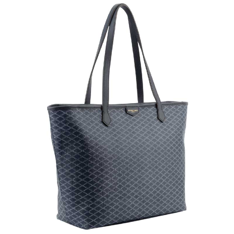 POURCHET PARIS WAVES 89042 COATED VANVES TOTE BAG NAVY