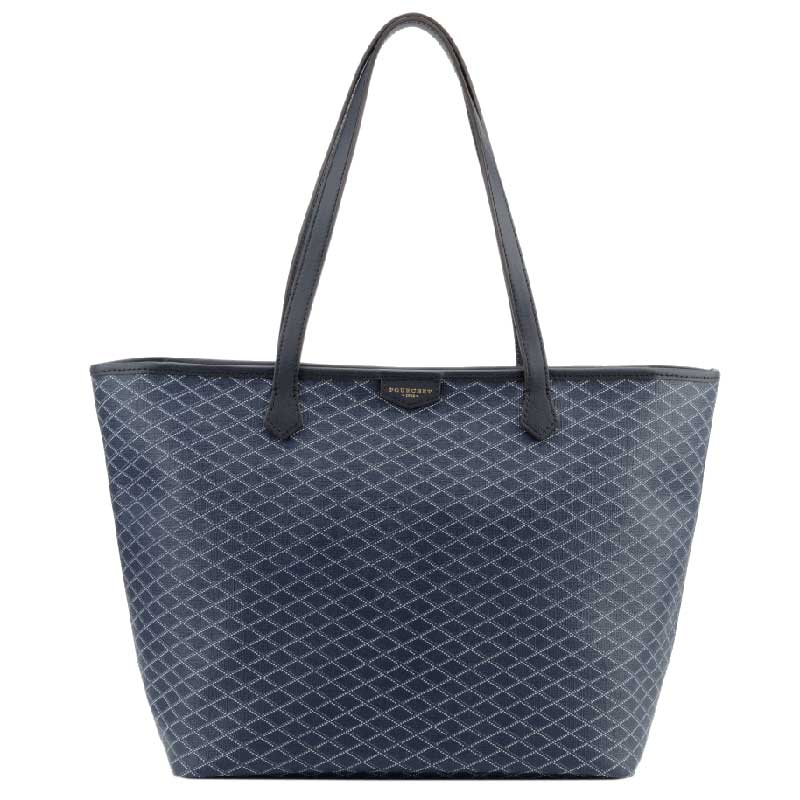 POURCHET PARIS WAVES 89042 COATED VANVES TOTE BAG NAVY
