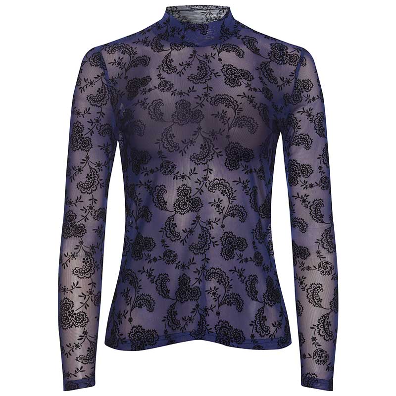 RUE DE FEMME MESH ROLL NECK BLÅ