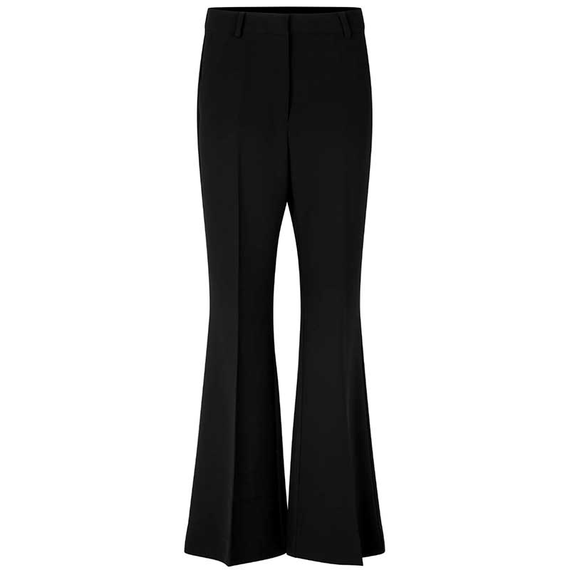 SECOND FEMALE FIQUE FLARED TROUSERS SORT-fra-SECOND FEMALE-hos-J BY J Fashion