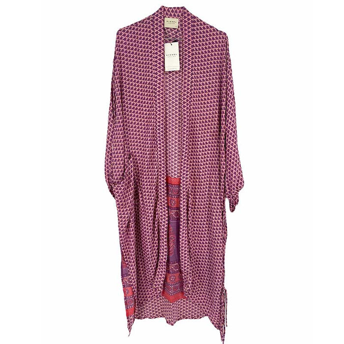 SISSEL EDELBO POCKET KIMONO LONG LYSERØD-J BY J Fashion