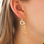 STINE A BELLA MOON EARRING WITH PEARL GULD
