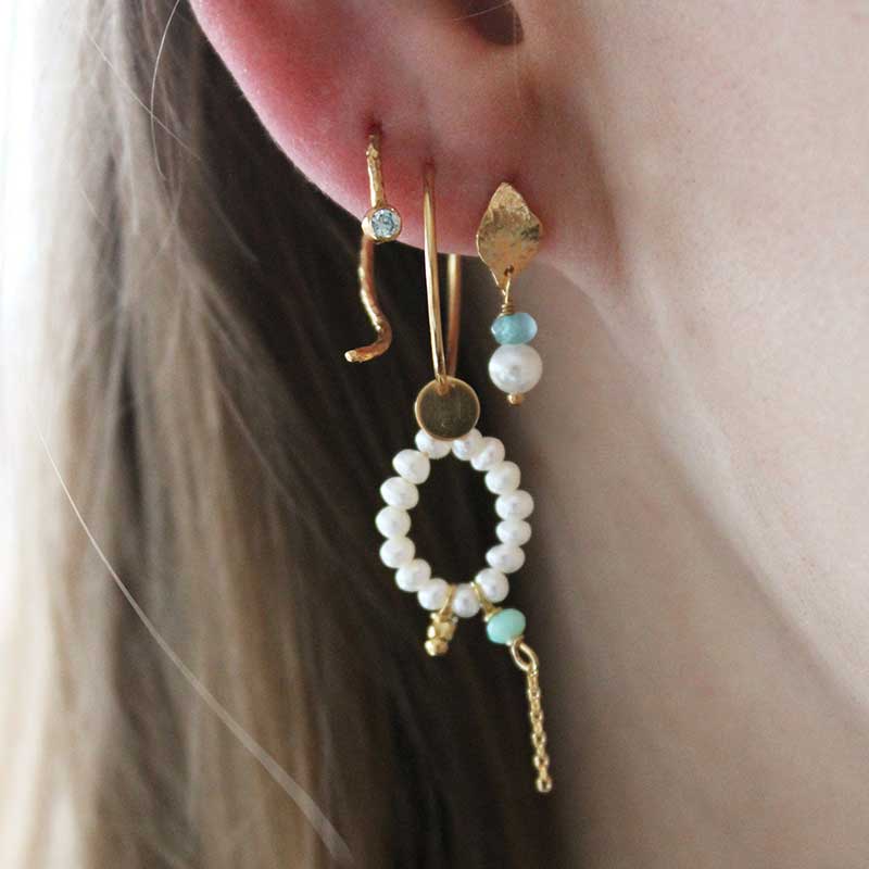 STINE A HEAVENLY PEARL DREAM HOOP CHAIN GULD