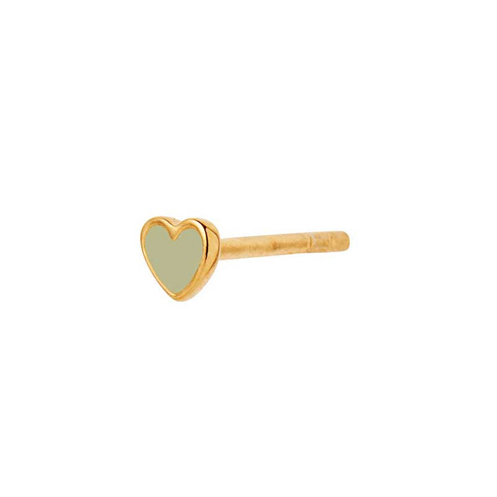 STINE A PETIT LOVE HEART OLIVE GREEN ØRESTIK GULD-fra-STINE A-hos-J BY J Fashion