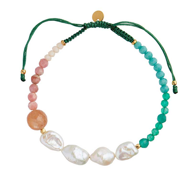 STINE A POWDER FALL BRACELET WITH STONES & PEARLS GRØN
