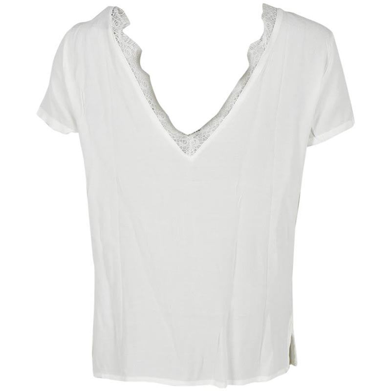 OBJECT OBJLOURDES S/S LACE TOP OFF WHITE