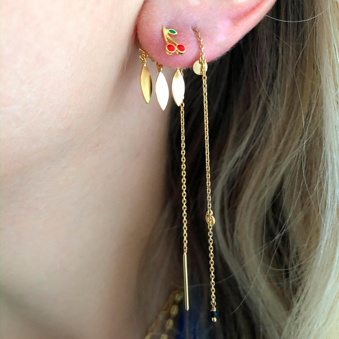 STINE A DANGLING PETIT COIN AND STONE EARRING GULD - J BY J Fashion